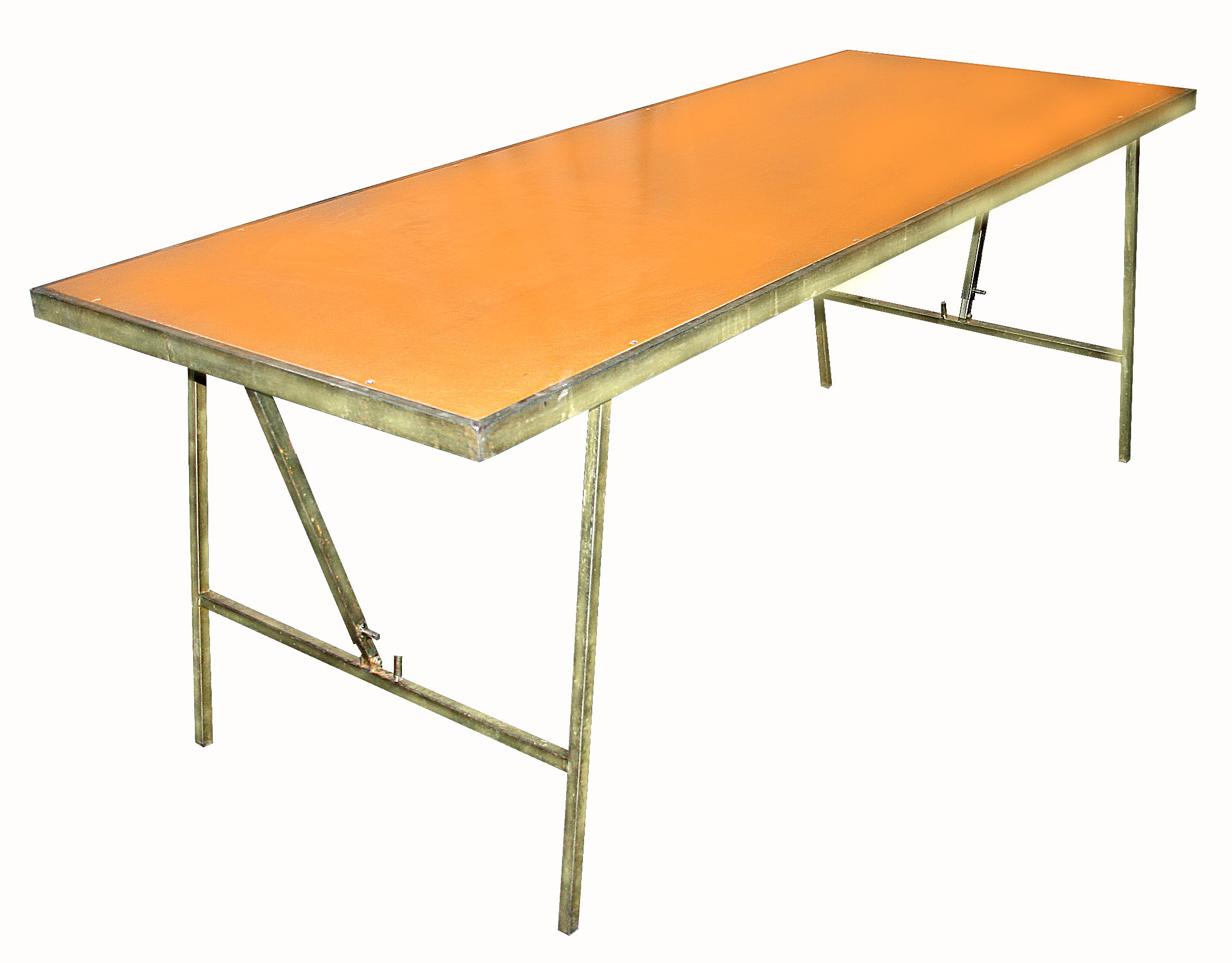 Alquiler de Mesa sobre de madera, patas de hierro plegables (2x0,8m.) ⋆